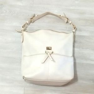 AUTHENTIC DOONEY & BOURKE DILLEN MEDIUM WHITE LEATHER HOBO HANDBAG
